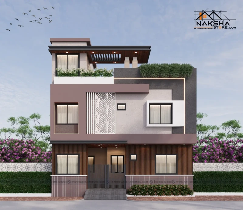 Modern 3-Storey House Elevation Design | Contemporary Indian Home Exterior | Naksha Store